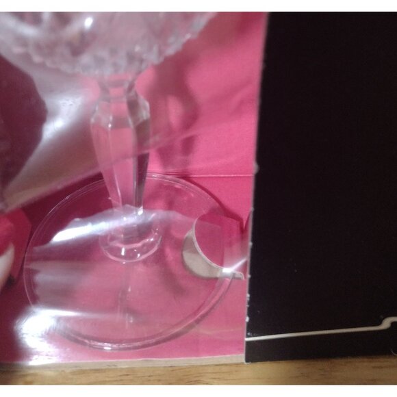 Vintage VMC Reims France 6 Clear Wine Glasses Teardrop Diamond Roxane 160ml - Picture 5 of 5